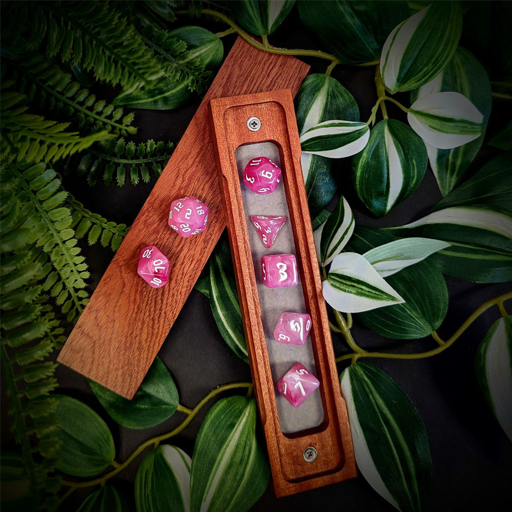 Dark Pink Silk Acrylic - 7pcs RPG Full Dice Set