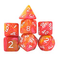 Red & Orange Silk Acrylic - 7pcs RPG Full Dice Set