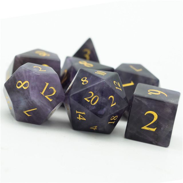 Purple Agate Gemstone - 7pcs RPG Dice Set