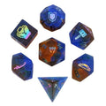 7pcs Dice Gem Frosted Glass 8bit Adventurer Cracked Rainbow Font Brown Blue (UD)