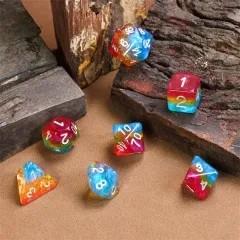 7pcs Dice Resin Layer Silver Font Pansexual Red Yellow Blue