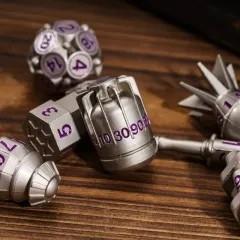 7pcs Dice Metal Bomb Purple Font Silver