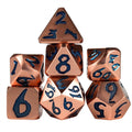 Blue Font in Copper Metal - 7pcs RPG Dice Set