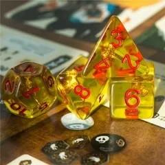 Axe in Clear & Yellow Resin - 7pcs RPG Full Dice Set