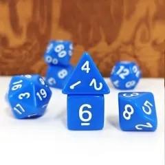 7pcs Dice Acrylic Blend White Font Solid Blue