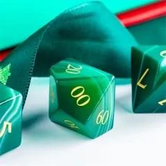 Green Agate Gemstone - 7pcs RPG Dice Set