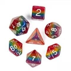7pcs Dice Resin Layer Silver Font LGBTQ Rainbow