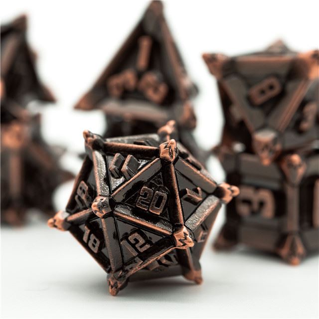 7pcs RPG Dice Set - Spiky Copper Metal