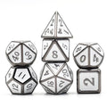 White Enamel in Silver Metal - 7pcs RPG Dice Set