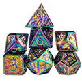 Rainbow Metal with Dragon Font - 7pcs RPG Dice Set