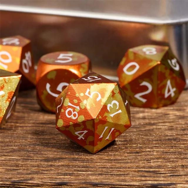 7pcs RPG Dice Set - Orange & Yellow Anodized Aluminium