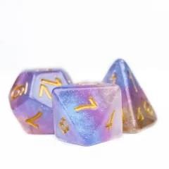 7pcs Dice Resin Layer Gold Font Bigender White Purple Blue