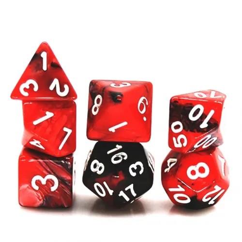 7pcs Dice Acrylic Blend White Font Black Red