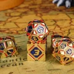 7pcs Dice Metal Alien Ship Blue Red Gold