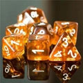 Fist in Clear & Amber Resin - 7pcs RPG Full Dice Set