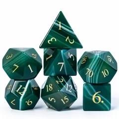 Green Agate Gemstone - 7pcs RPG Dice Set