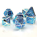 Blue in Silver Metal - 7pcs RPG Dice Set