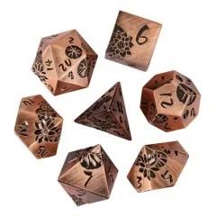 Lotus Flower in Copper Metal - 7pcs RPG Dice Set