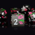 7pcs Dice Metal Lotus White Font Pink Nickel