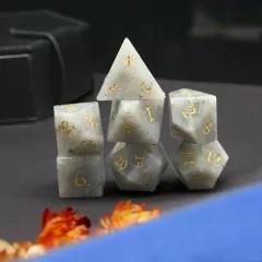 7pcs Dice Gem Stone Labradorite White (HS)