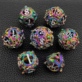 7pcs Dice Metal Hollow Circle Dragon White Font Rainbow