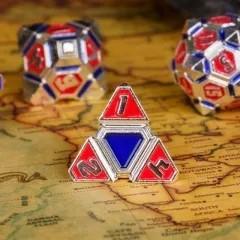 7pcs Dice Metal Alien Ship Blue Red Silver