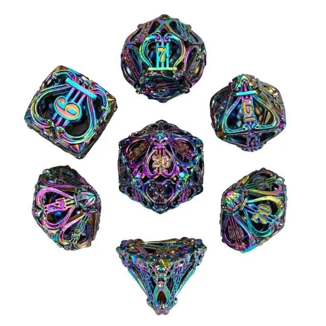 7pcs Dice Metal Hollow Lute Rainbow