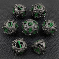 7pcs Dice Metal Hollow Circle Dragon Green Font Nickel