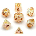 7pcs Dice Resin Filled Gold Font Foil Clear