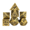 7pcs RPG Full Dice Set - Black Pattern on Gold Resin