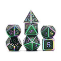 Black in Rainbow Metal - 7pcs RPG Dice Set