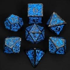 7pcs Dice Metal Druid Vine Nickel Font Blue