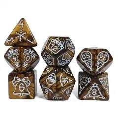 7pcs Dice Acrylic Pattern Christmas White Font Gold