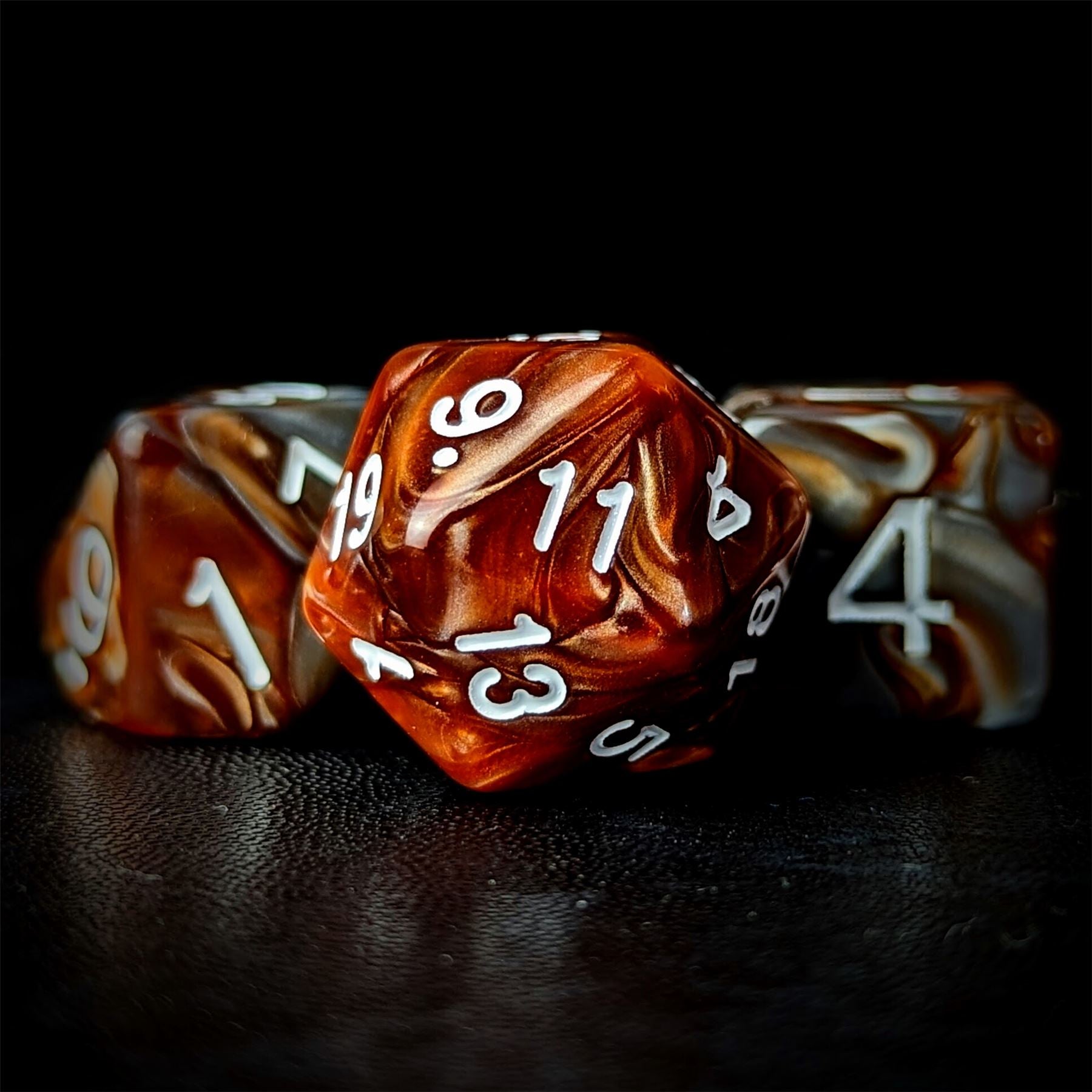 Blend of Copper & Grey Acrylic - 7pcs RPG Full Dice Set