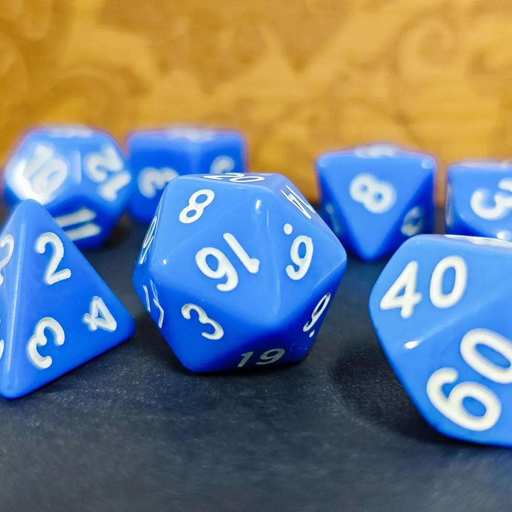 7pcs Dice Acrylic Blend White Font Solid Blue