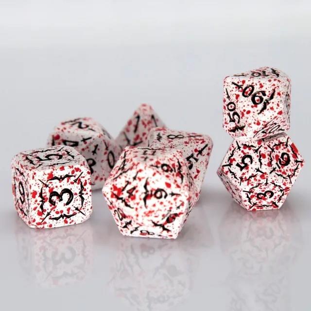 Black Sword in White Metal - 7pcs RPG Dice Set