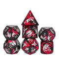 7pcs Dice Metal Aluminium White Font Dragon Red Black