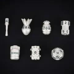7pcs Dice Metal Bomb Green Font Silver