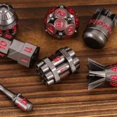 7pcs Dice Metal Bomb Red Font Nickel