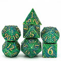 Green & Gold Dragon Scale Metal - 7pcs RPG Dice Set