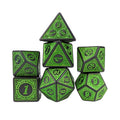 Green Lattice on Black Acrylic - 7pcs RPG Full Dice Set