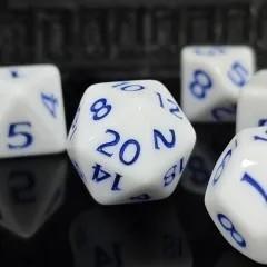 7pcs Dice Acrylic Blend Blue Font Solid White