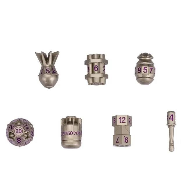7pcs Dice Metal Bomb Purple Font Silver