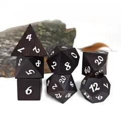 7pcs Dice Wooden Rosewood White Font Black