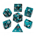 7pcs Dice Gem Stone Turquoise White Font Teal Black