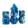 Blend of White & Blue Acrylic - 7pcs RPG Full Dice Set