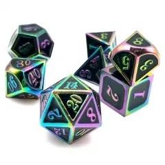 7pcs Dice Metal Enamel Rainbow Black