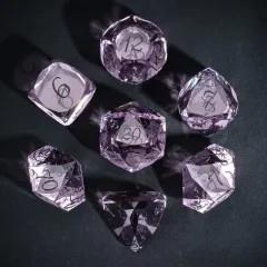 7pcs Dice Gem Glass Facet Black Font Purple (UD)