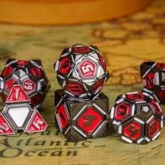 7pcs Dice Metal Alien Ship White Red Nickel