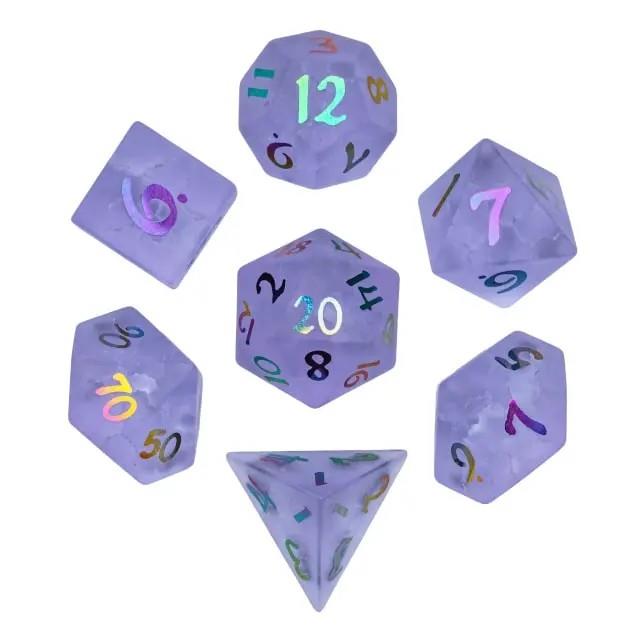 7pcs Dice Gem Frosted Glass Rainbow Font Cracked Purple (UD)
